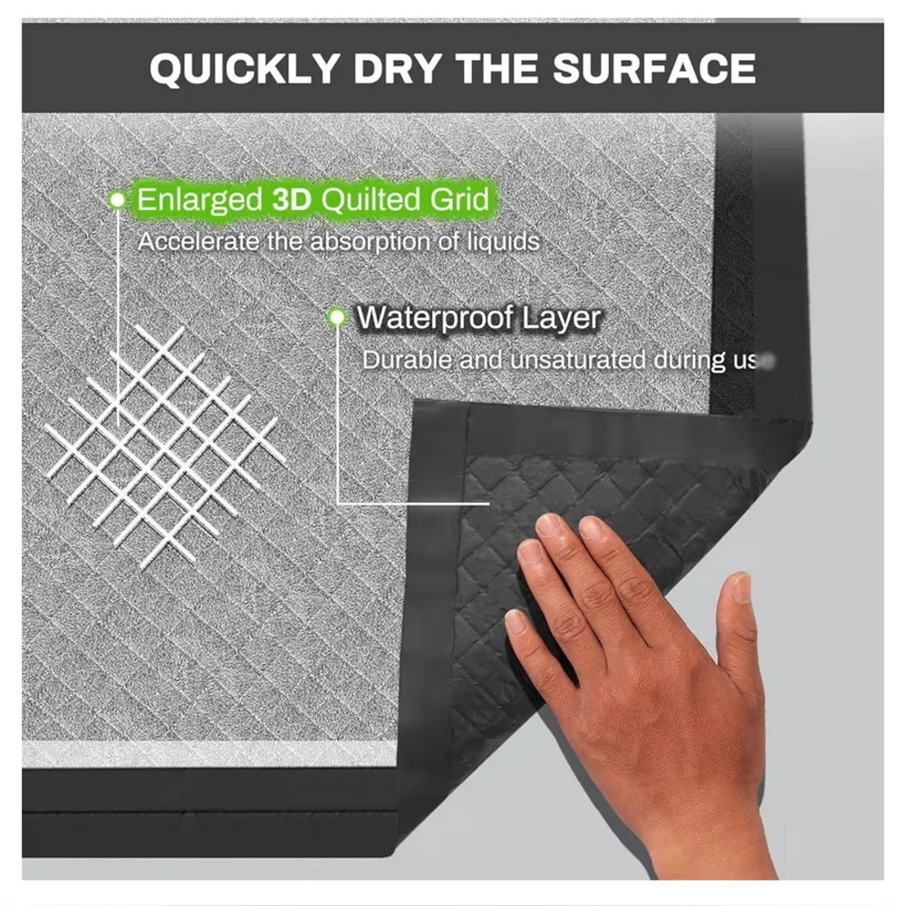 Charcoal Puppy Pads 28x34 Inches Extra Large Dog Pee Pads Odor-Control & Leak-Pr